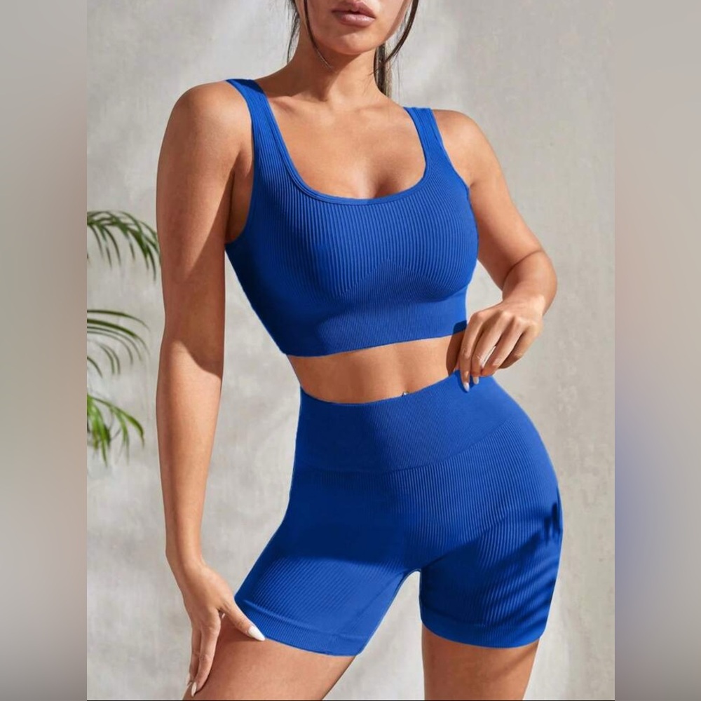 Seamluxe Sport Ribbed Knit Wideband Waist Sports Set Workout Women Set Gym Yoga